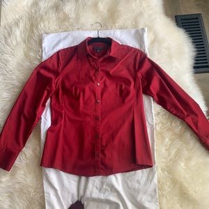 Banana Republic Fitted Dress Shirt Brick Red Sz 8